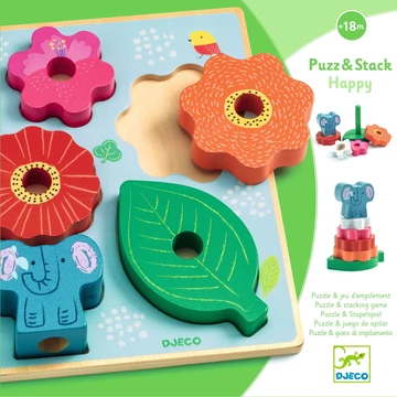 Formaillesztő és toronyépítő - Vidám - Puzz & Stack Happy - Djeco