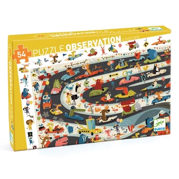 Megfigyeltető puzzle - Állati autóverseny - Car rally - Djeco