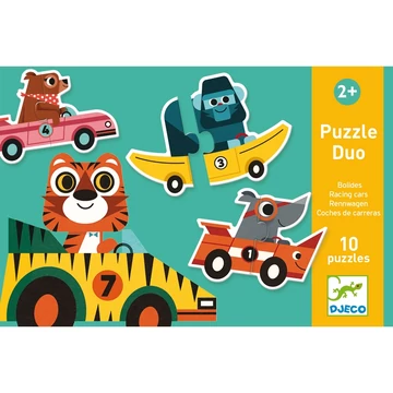 Párosító puzzle- Autós - Racing cars - Djeco