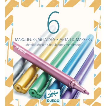 6 fémfesték filctoll - 6 metalic markers - Djeco