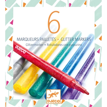 6 csillámtoll - 6 glitter markers - Djeco