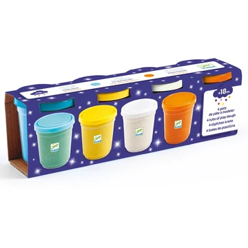 Gyurma - Csillogó pillegyurma - 4 pots of glittery play dough - Djeco