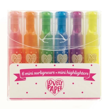 Szövegkiemelő gél toll, mini készlet 6 neon színben - 6 neon gel fluo highlighters - Djeco