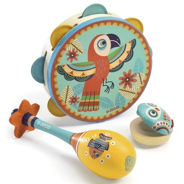 Játékhangszer készlet - Tambourine, maracas, castanet - Djeco
