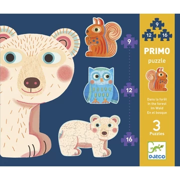 Primo puzzle - Az erdőben, 9, 12, 16 db-os - In the forest - Djeco