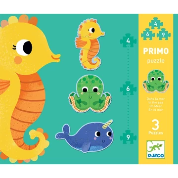 Primo puzzle - A tengerben, 4, 6, 9 db-os - In the sea - Djeco