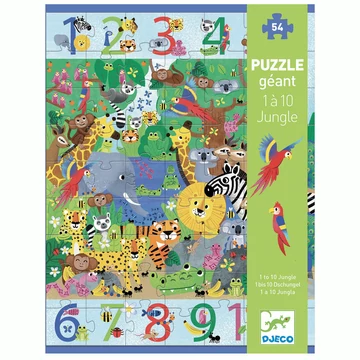 Megfigyeltető puzzle - Dzsungelben 1-10-ig, 54 db-os - 1 to 10 Jungle - Djeco