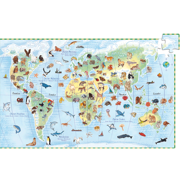 Megfigyeltető puzzle - Föld állatai, 100 db-os - Djeco