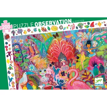 Megfigyeltető puzzle - Riói karnevál, 200 db-os - Rio Carnaval - Djeco