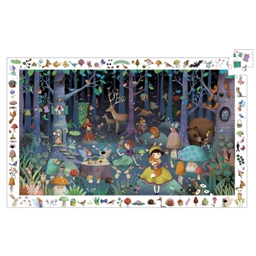 Megfigyeltető puzzle - Elvarázsolt erdő, 100 db-os - Enchanted Forest - Djeco