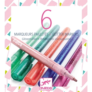 Csillám fílctoll 6 színben - 6 glitter markers - sweet - Djeco