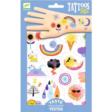 Tetováló matricák - Időjárás hangulatjelek - Weather emojis - Djeco