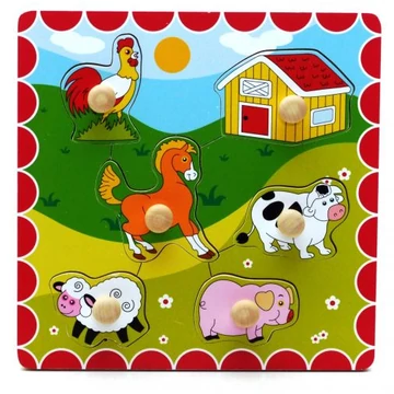 Fogós puzzle - háziállatok házikóval