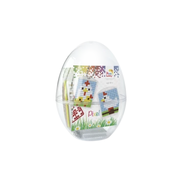 Pixel kulcstartó szett - Átlátszó húsvéti tojásban tyúkos