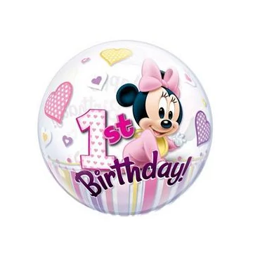 22 inch-es Disney Bubbles Minnie Mouse Első Szülinapi Lufi