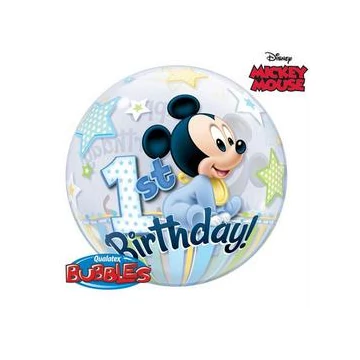 22 inch-es Disney Bubbles Mickey Mouse Első Szülinapi Lufi