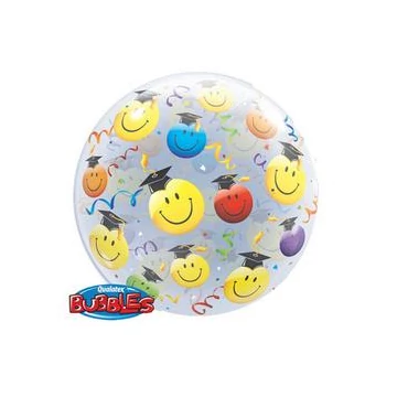 22 inch-es Grad Smile Faces - Mosolygós Arcok Ballagási Bubble Lufi