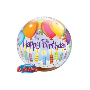 22 inch-es Birthday Balloons & Candles Szülinapi Bubbles Lufi