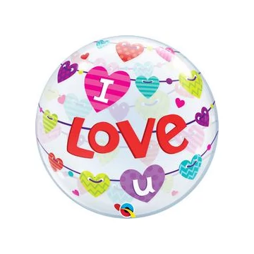 22 inch-es I Love U Banner Hearts Szerelmes Bubble Lufi