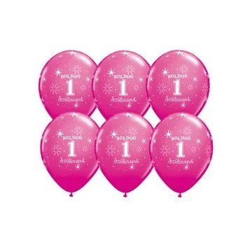 11 inch-es Boldog 1. Szülinapot Feliratú Sparkle Wild Berry Szülinapi Lufi