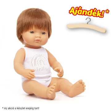 Baba, európai fiú, vörös hajú, fehérneműben, 38 cm, Miniland ML31149