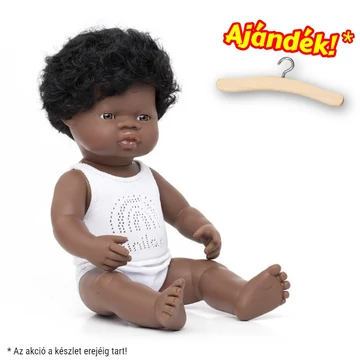 Baba, afrikai fiú, fehérneműben, 38 cm, Miniland, ML31153