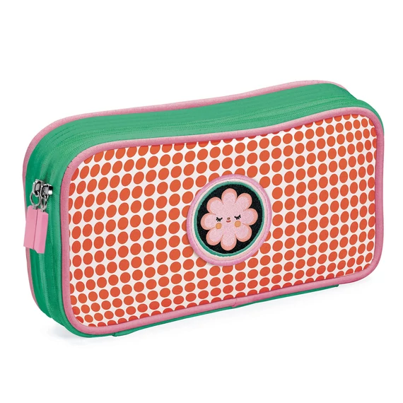 Tolltartó két rekesszel sok zsebbel - Virág - Fleur stationery kits - Djeco