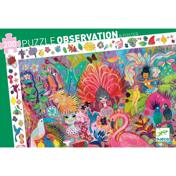 Megfigyeltető puzzle - Riói karnevál, 200 db-os - Rio Carnaval - Djeco