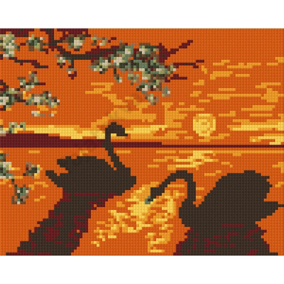 Pixel Napkelte hattyúkkal ( 4alaplapos )