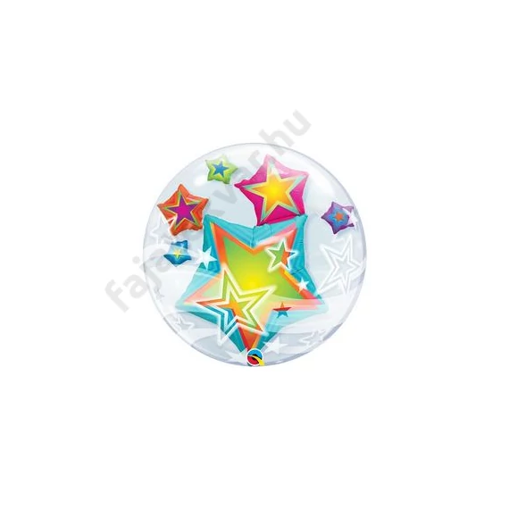 24 inch-es Multicolored Stars - Csillagos Double Bubble Lufi