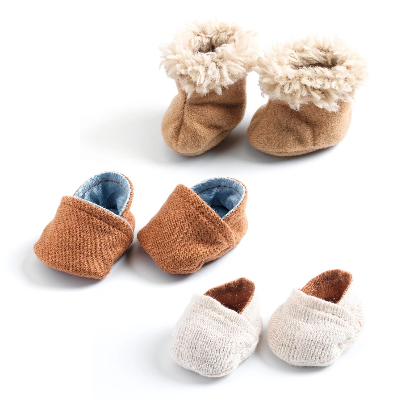 Játékbaba cipő - 3 pár cipőcske - 3 pairs of slippers - Djeco
