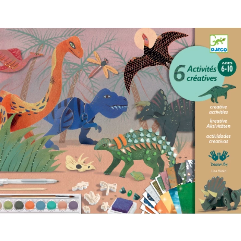 Kreatív műhely - 6 technika 1 dobozban - Dinoszauruszok világa - Dino Box - Djeco