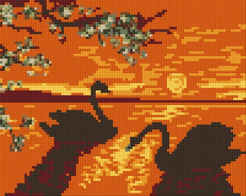 Pixel Napkelte hattyúkkal ( 4alaplapos )