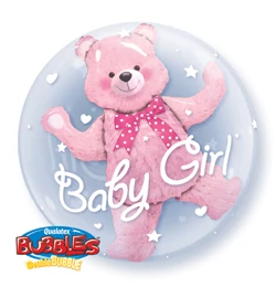 24 inch-es Baby Pink Bear Double Bubble Lufi Babaszületésre