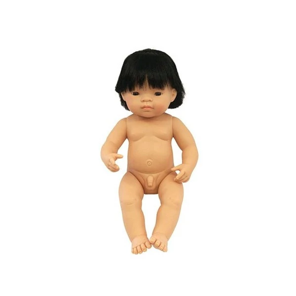 Baba - ázsiai fiú, hajas, 38 cm-es, vízálló, MINILAND, ML31055